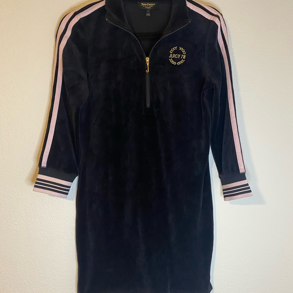 Juicy Couture Black Label Velour Heritagee Dress Black Size XS
